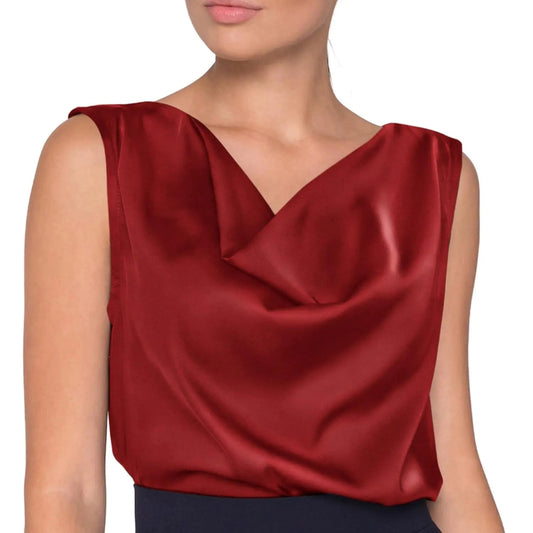 LUXVEER Sleeveless Tank Tops for Women Summer Clothes Trendy Silk Satin Blouses Red My Store